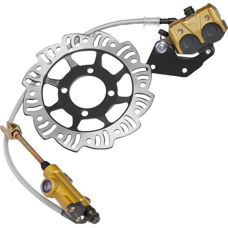 Kit de freno hidráulico trasero, construcción duradera, rendimiento mejorado, color oro. (1/2)