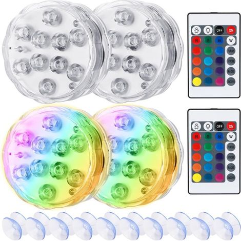 Pool Lights, Submersible LED Lights, Multi-Color Submersible Lighting, with Remote Control, IP68 Waterproof Lighting Lamps, for Swimming Pool, Aquarium, Vase Base, Pond, Party (4 pcs)