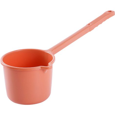 Louche à eau longue manche plastique épais orange vif pour cuisine, salle de bain, lavage cheveux