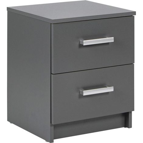 Table de Chevet 2 Tiroirs Design "Azio" 51cm Gris (1/5)