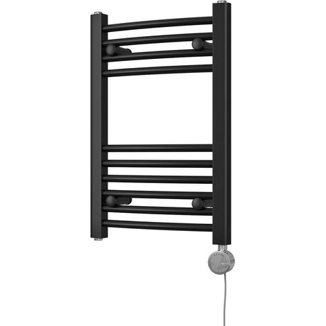 Zennor - Black Electric Towel Rail H600mm x W400mm Curved 200w Thermostatic (1/3)