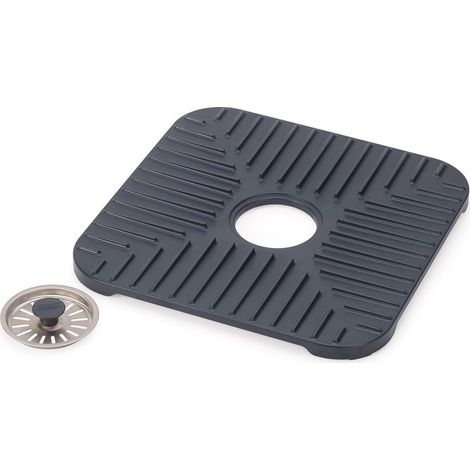 Tapis de Protection pour Évier avec Bouchon Drainant, Protège Évier, Verres, Vaisselle, Bouchon Amovible, Antidérapant (1/5)