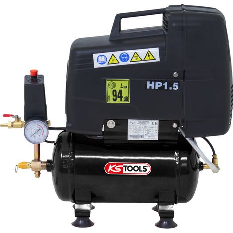 KS Tools - Compresseur à air sec 6 L - 8 bar -220 V Mono - 165.0801