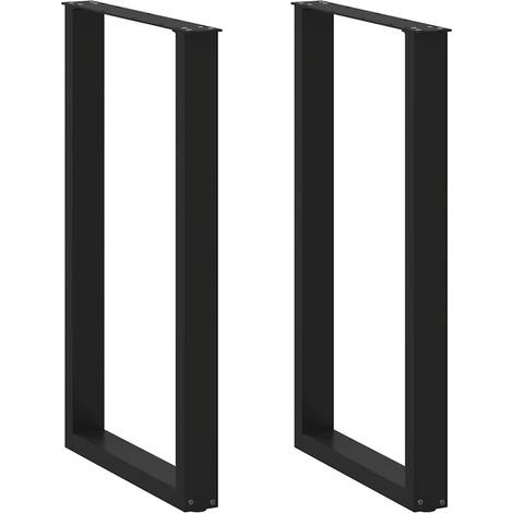 Lot de 2 pieds de table de bar en U réglables 60 x 100 cm design moderne fonctionnel en acier noir