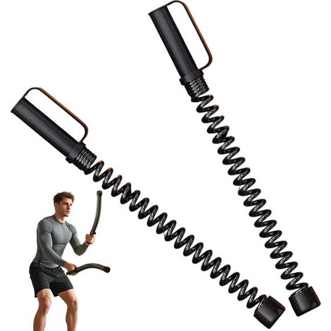 Corde da battaglia wireless, 2 corde elastiche a molla da 45 cm, impugnature antiscivolo, attrezzatura da palestra portatile