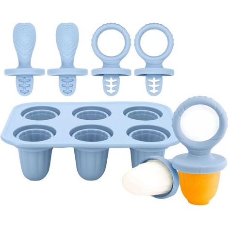 Vaschette per cubetti di ghiaccio in silicone - Per uso alimentare - 6 scomparti - Per neonati - Allevia il dolore della dentizione (1/5)