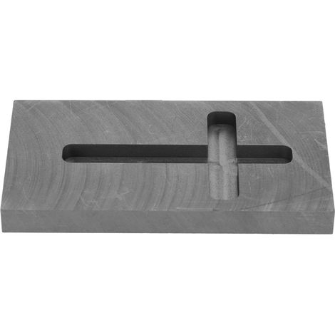Bain d'huile de graphite, moule en graphite pour la coulée de lingots d'or et d'argent de grande taille, en forme de croix. Dimensions extérieures : 88 × 47,5 × 8 mm dimensions intérieures : 63 × 38 (1/5)