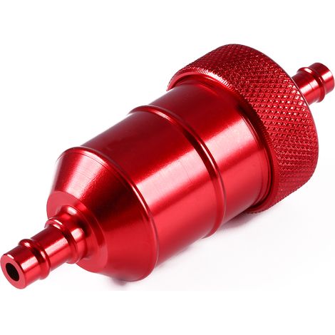 Ortviai Filtre à Carburant pour Moto, Pit Bike et ATV – Aluminium CNC 6061-T6 Rouge, 6 mm (1/4") (1/4)