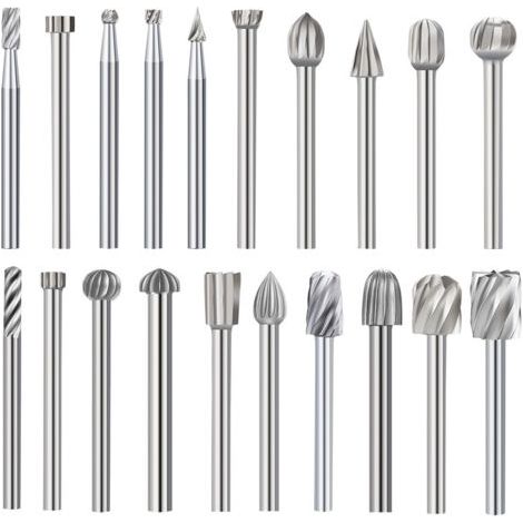 20Pcs Fraises Rotatives Fraise Metal Jeu de Fraises en Carbure Fraise de Tungstene Meche Acier Rotatif Fichiers Mèches en Outil Rotatif avec Tige pour Sculpture sur Bois Polissage Travail du Mé (1/2)