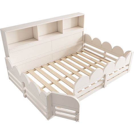 GagaLit enfant 140x190 cm avec barrière, porte, blanc (1/5)