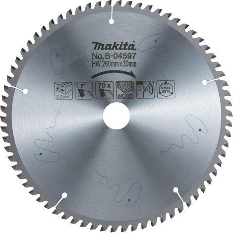 Makita B-04597 Standard-Kreissägeblatt TCT 260 x 30 mm 70T Holz