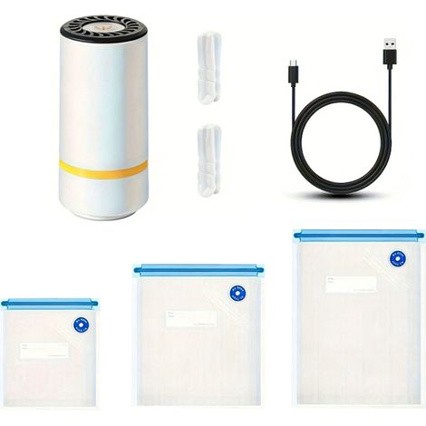 Machine de mise sous vide électrique portable et compacte avec 15 sacs et 1 filtre pour la conservation des aliments. (1/5)