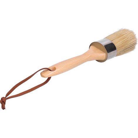 Pinceau rond de 5 cm (2 pouces) pour peinture à la craie avec manche en bois, outil de peinture et de cirage pour meubles et décoration intérieure