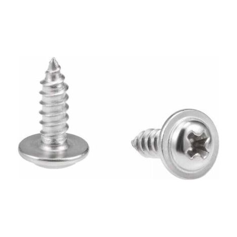 2,6x8mm Vis auto-taper à la tête de la casserole Phillips avec une vis de laveuse 304 Fixations d'acier inoxydable Boulons 100pcs (1/4)
