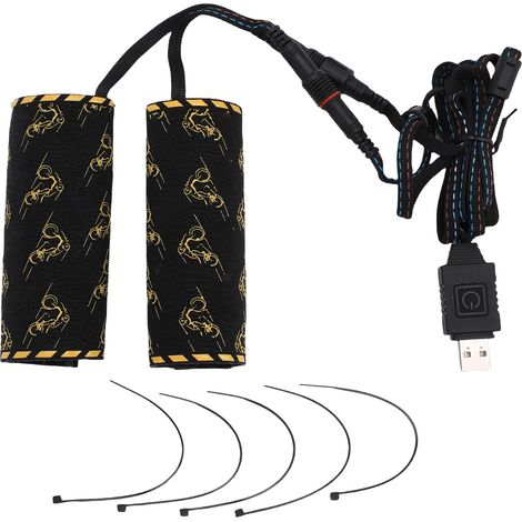 Ortviai Gaine Chauffante pour Poignées de Vélo/Moto 5+1 Niveaux, Fonction Mémoire, Étanche IP67, Alimentation USB