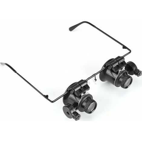 Professionnel Lunettes loupe Loupe de bijoutier Outil Réparation d'horloge de travail Lunettes 20XMagnifying LED Lumière Lentille Loupe pour Bijoutier, Horloger, Pièce et Stamp Connoisseur-LIAIKI (1/5)