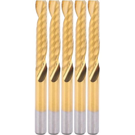 5-teiliger Schaftfräser, titanbeschichtet, 1-schneidig, CNC-Spiralfräser, HSS-Fräser, 4 x 22 x 45 mm