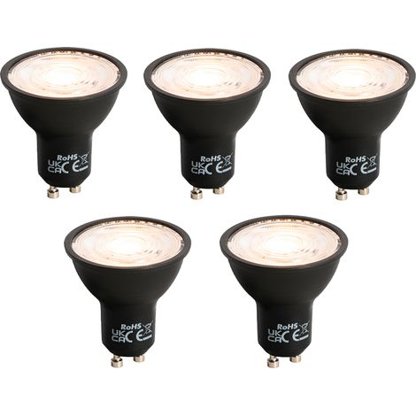 LUEDD Set di 5 Lampadine LED dimmerabili GU10 nere 6W 500lm 2700K (1/4)