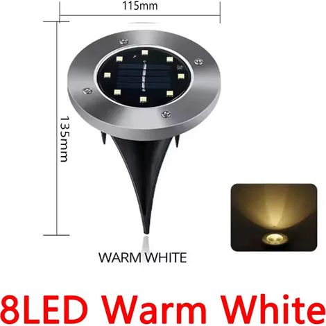 (Lot de 2 avec lumière chaude) Disque solaire extérieur à encastrer - projecteur, convient à la décoration de la maison, du jardin, de la pelouse et de la cour. (1/3)