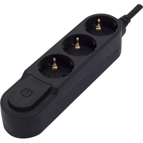 Multipresa design 3 X 16 A con interruttore - 1,5 m - Nera (SCH) (1/3)