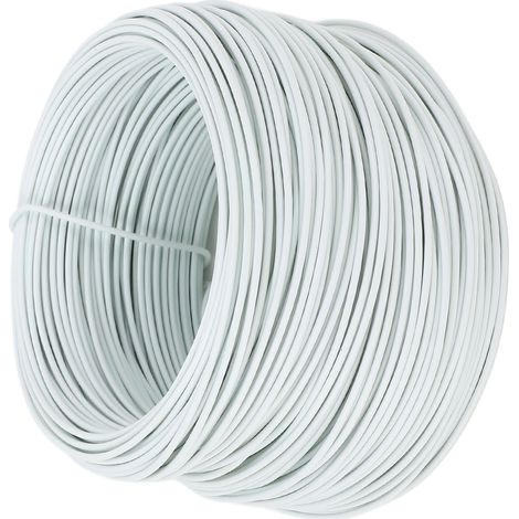 Fil de fer électro-galvanisé 0,9 mm, 40 m, rond, robuste et flexible, revêtu de PVC, blanc (1/5)
