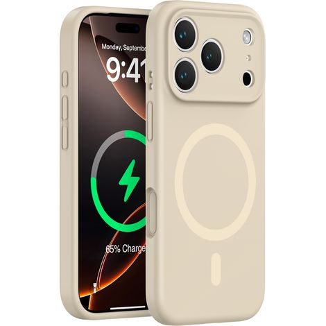 (Couleur café, pour iPhone 17 Pro Max) Coque de téléphone en silicone liquide pour iPhone, fixation magnétique puissante, protection intégrale, design minimaliste.
