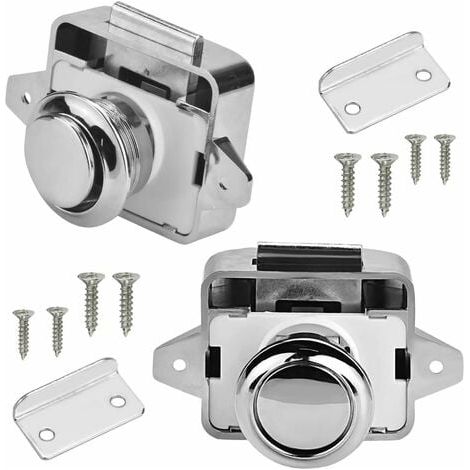Cerradura de empuje para muebles de RV, cerradura de metal con botón para cajones, cerradura de empuje para muebles (1/5)
