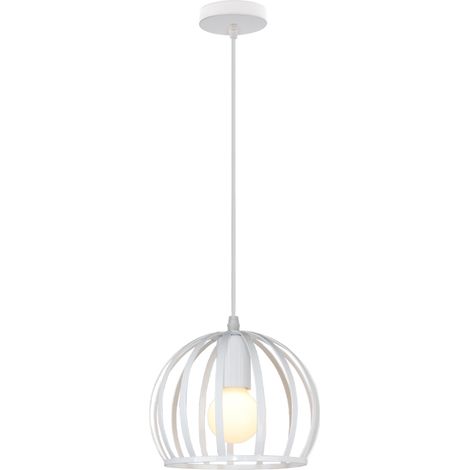 Suspension Luminaire Industrielle Cage Diamant 19cm Plafonnier Lustre Abat-jour en Métal Blanc - 1 Pack (1/5)