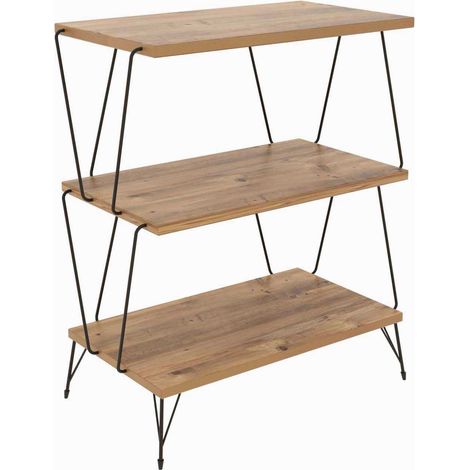 Etagère 3 niveaux 46x30x76 cm naturel et noir (1/6)