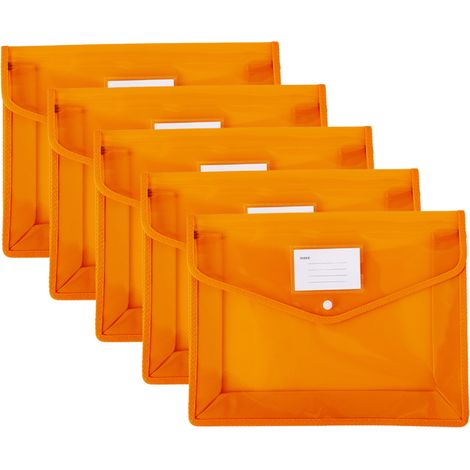 Bolsas para documentos con cierre de botón a presión, organizadores de documentos impermeables, aptos para papel tamaño carta, laterales de tela (paquete de 5)
