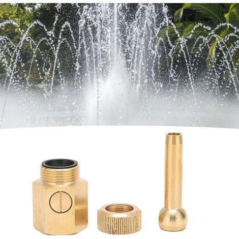 Buse de fontaine en brass pour bassin - Tête de jet d'eau ajustable avec valve femelle 3/4 (25mm) - Robinet de fontaine robuste pour jardins, parcs et décors aquatiques (1/5)