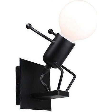 Lampe murale créative Petite Danseuse Noire, style rétro Iron Man, style poupée mannequin, pour bar, chambre, cuisine, restaurant, café, couloir (1/4)