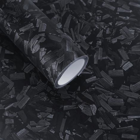 Carbone Forgé Noir Mat 30 x 150, Texture du Fragment, Covering Voiture Adhésif avec Technologie de Libération d'air, Film Protection Intérieure et Extérieure pour Voitures, Motos et (1/5)