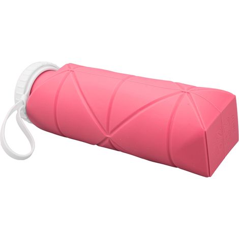 Gourde pliable 600 ml en silicone alimentaire, étanche et légère, idéale pour les voyages, la salle de sport, le camping et le sport (rose). (1/5)