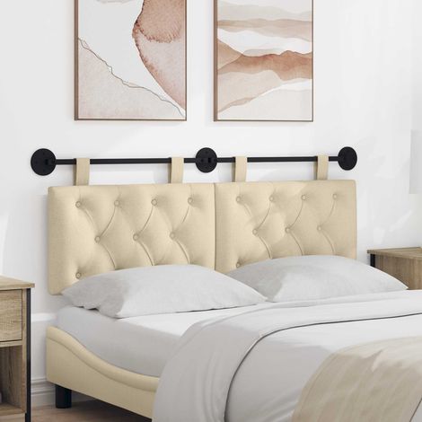 2 têtes de lit suspendues murales en tissu crème rembourré 150 x 55 x 7 cm - PANGIVO (1/5)