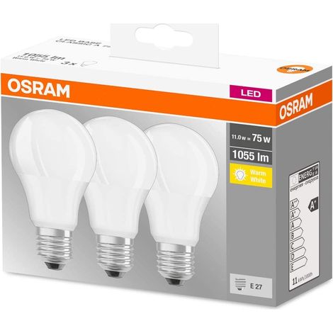 Osram Lampadine LED 10.5W Attacco E27 Luce Calda 2700K Confezione da 3 (1/4)