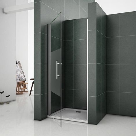 Aica Sanitaire – Porte de douche 70x185cm – Porte pivotante en niche – Verre 6mm anticalcaire – Profilé aluminium chromé – Montage facile