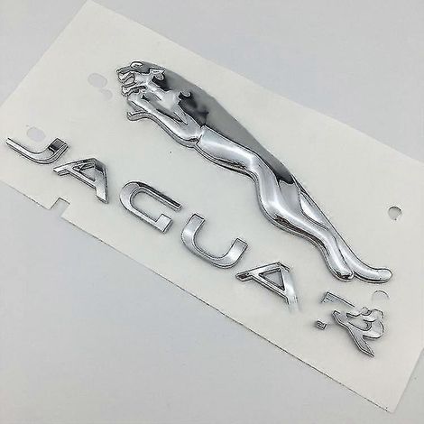 Convient aux Jaguar XJ, XJL, XE, XF, F-Pace et F-Type. Logo léopard en anglais sur le coffre arrière (noir). Couleur : argenté.