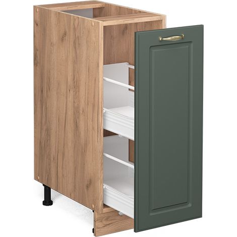 Armadio cucina dispensa alto Fame-Line, Verde-oro rustico, 30 cm senza piano di lavoro, Vicco