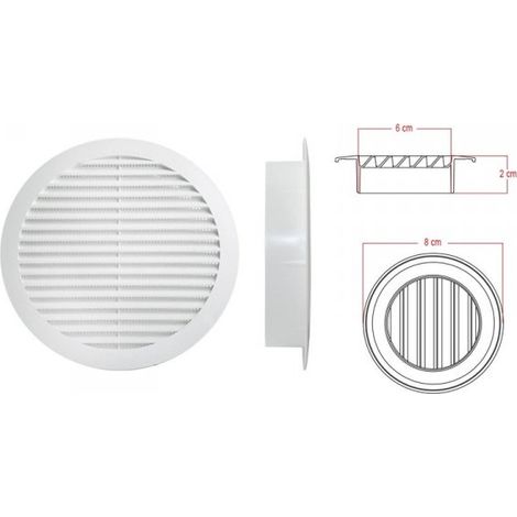 Griglia di Ventilazione Rotonda Griglia Aerazione In Plastica D80mm Foro 60mm Made In Italy