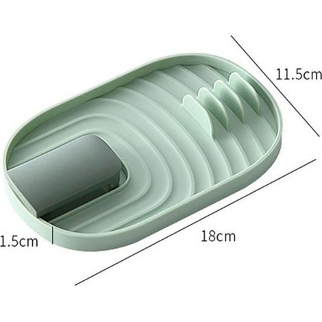 Repose-Cuillère Pliable 2 Pièces, Support Couvercle Et Ustensiles De Cuisine, PP Avec Rigoles Anti-Gouttes Bleu/Vert (1/4)