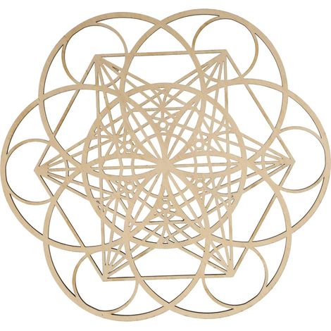 Pendentif Décorations Extérieures Décoration Extérieure Rustique Mur Fleur De Vie Décoration Murale Fleur De Vie Décor Blush Suspension Murale à Motif Géométrique Khaki Bois (1/5)