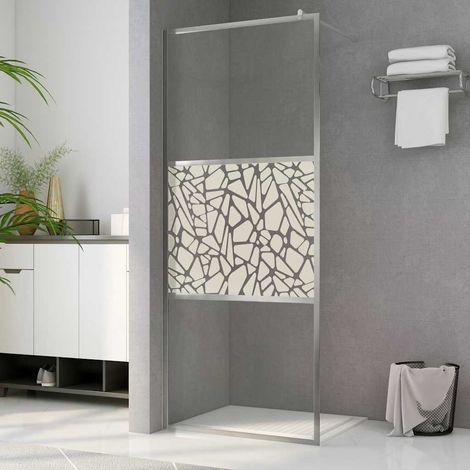 Paroi de douche pour douche à l'italienne, verre de sécurité trempé, motif pierre, 140 x 195 cm (1/5)