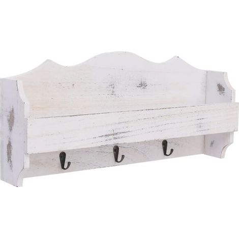 Porte-manteau mural blanc, 50 x 10 x 23 cm, en bois (1/5)