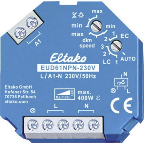 Eltako EUD61NPN 230V regulador universal azul compacto