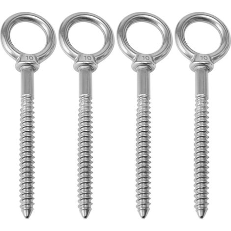 4 crochets à œillet, 10 mm, inox 304, argenté, pour fixation (1/5)