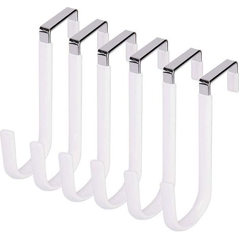 Lot de 6 crochets de porte avec en éviter les rayures - Organisateur robuste pour salon, salle de bain, dortoir, chambre à coucher, cuisine, vêtements, serviettes, chapeaux (1/3)