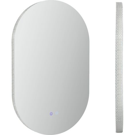 GagaMiroir ovale mural lumineux LED salle de bain 81 x 51 cm 3 couleurs luminosité réglable interrupteur tactile transparent (1/5)