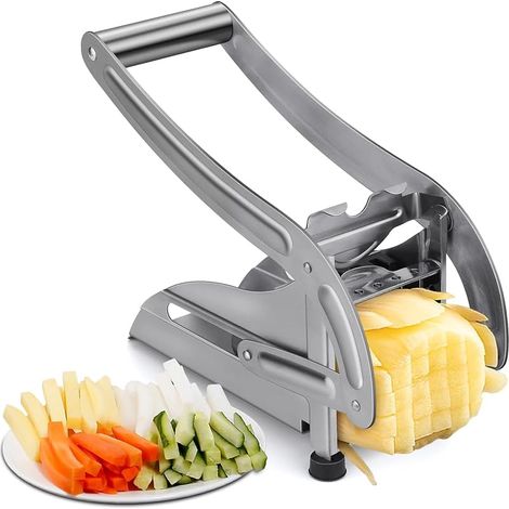 Professioneller Pommes-Frites-Schneider, Kartoffelschneider, manueller Pommes-Frites-Schneider mit 2 Edelstahlklingen zum Schneiden von Kartoffeln, Gurken, Karotten und anderem Gemüse und Obst (1/5)