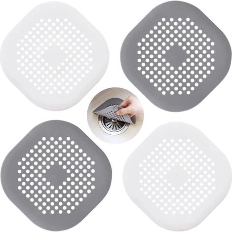 Sink strainer 4 pieces of silicone drain hair clog filter Suitable for kitchen and bathroom drain cover (1/5)